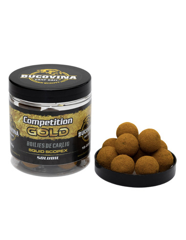 Bucovina Baits Boilies Solubles Competition Gold 16-20mm 150gr (Squid & Scopex)