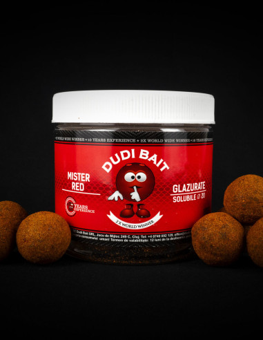 Dudi Baits HookBaits Mister Red Super Hot “Glazed Boilies” 20mm