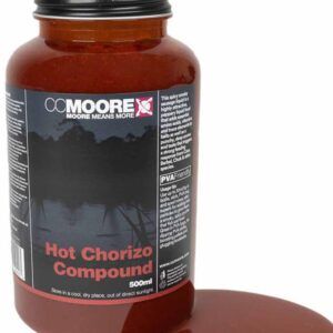 CC Moore Hot Chorizo Compound 500ml ofrece a los pescadores la oportunidad de potenciar sus cebos con un perfil ahumado y carnoso