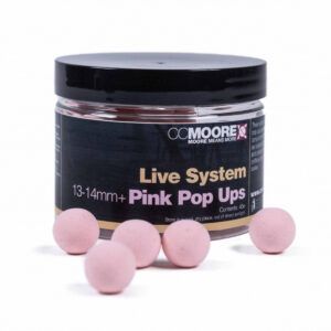 Los CC Moore Live System Pink Pop Ups 13–14mm son cebos flotantes de alta gama, diseñados para ofrecer una atracción visual y gustativa excepcional