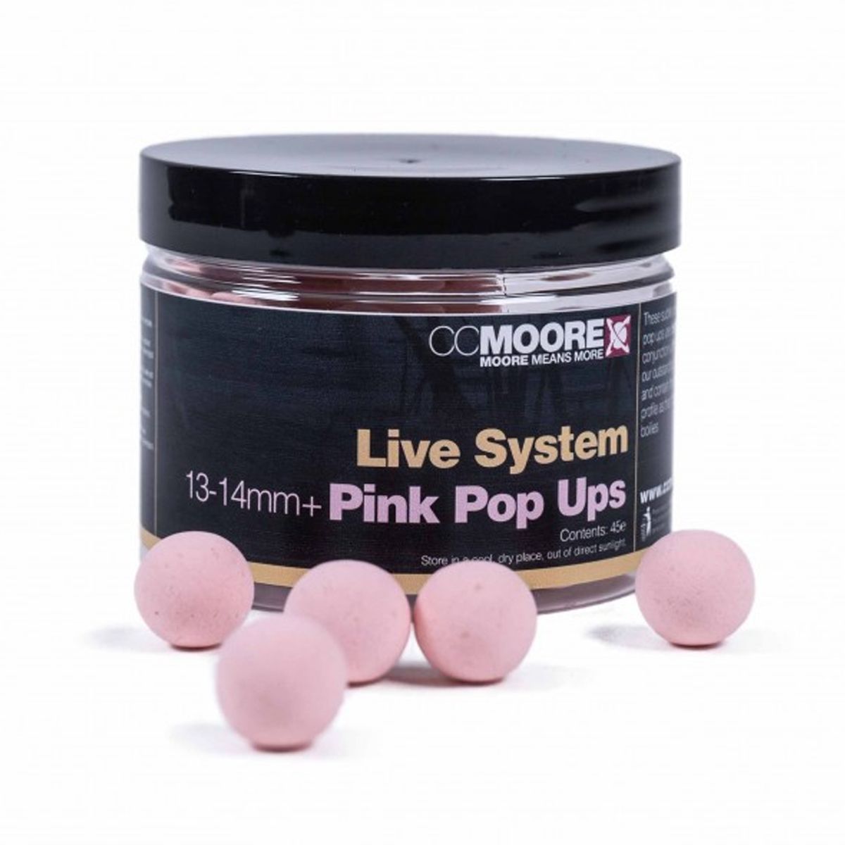 Los CC Moore Live System Pink Pop Ups 13–14mm son cebos flotantes de alta gama, diseñados para ofrecer una atracción visual y gustativa excepcional