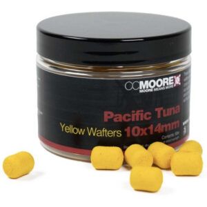 CC Moore Pacific Tuna Yellow Dumbell Wafters 10X14mm diseñados para complementar perfectamente los boilies Pacific Tuna y otros productos de la misma gama.