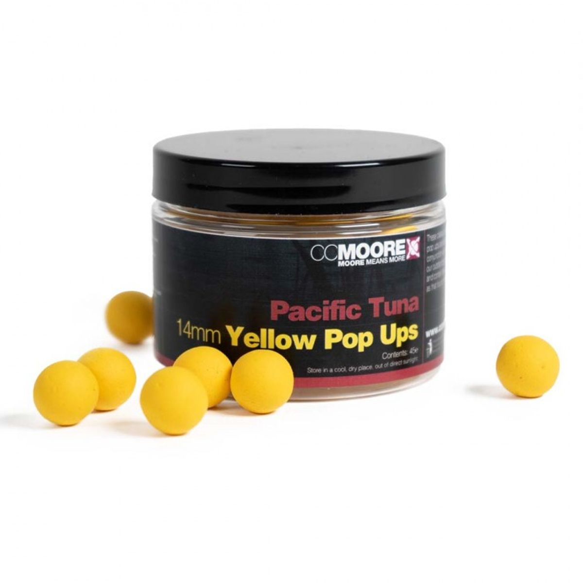 Los CC Moore Pacific Tuna Yellow Pop Ups 14mm son cebos flotantes de alta calidad diseñados para maximizar tus resultados en carpfishing.