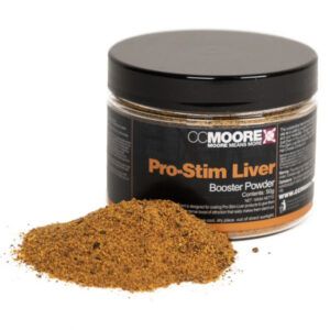 CC Moore Pro-Stim Liver Bait Booster Powder  es un aditivo en polvo fino, diseñado para dar a tus boilies y hookbaits de la gama Pro-Stim Liver