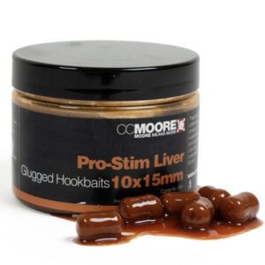 CC Moore Pro-Stim Liver Glugged Hookbaits 10x15mm han sido especialmente diseñados para complementar a la perfección los reconocidos Pro-Stim Liver Boilies