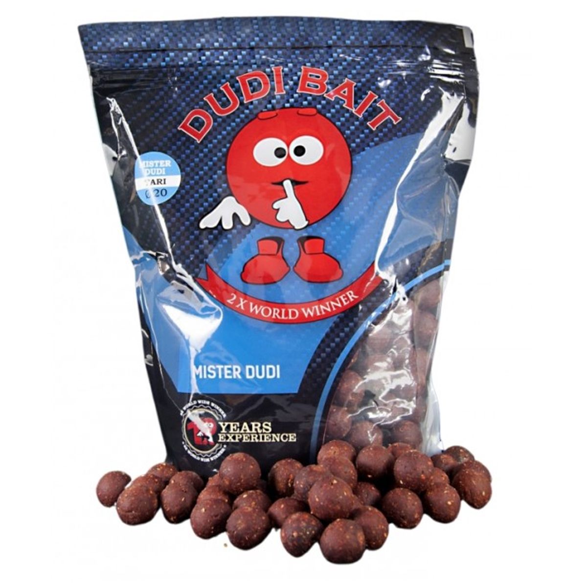 Los Dudi Baits Mister Dudi Boilies Solubles 24mm están elaborados con una base birdfish equilibrada, que combina harinas de pescado y crustáceos.