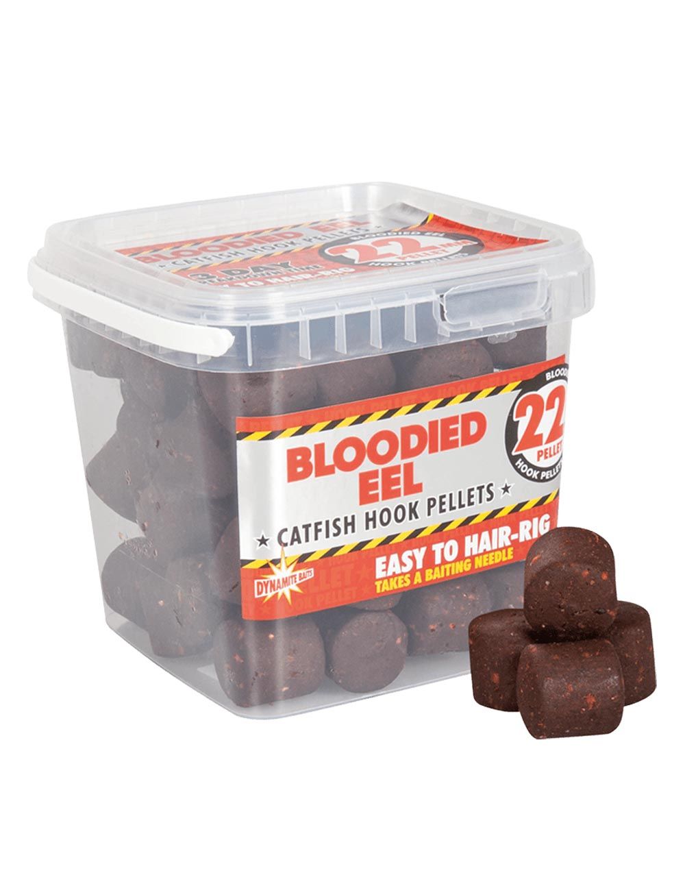 Los Dynamite Baits Bloodied Carp & Catfish Hook Pellets 22mm combina la textura de los boilies con la consistencia de los pellets.