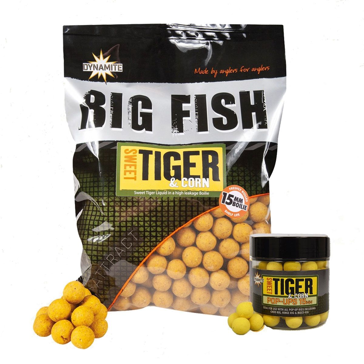 Dynamite Baits Sweet Tiger Corn pensado para pescadores que buscan un cebo de alta calidad, dulce y con un fuerte poder de atracción.