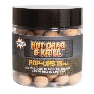 Dynamite Baits Hot Crab & Krill Pop Ups 15mm Diseñados para pescadores que buscan resultados rápidos en condiciones difíciles
