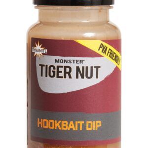 Dynamite Baits Monster Tigernut Hookbait Dip una inmersión líquida concentrada, formulada específicamente para adherirse eficazmente a cualquier cebo.