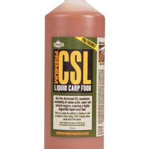 Dynamite Baits Premium CSL Liquid Carp Food activo y rico en nutrientes, diseñado para estimular el apetito de la carpa de forma inmediata y sostenida.