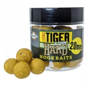 Los Dynamite Baits Sweet Tiger & Corn Hard Hookbaits 20mm combinan los mismos ingredientes de la gama de boilies a juego con una versión endurecida