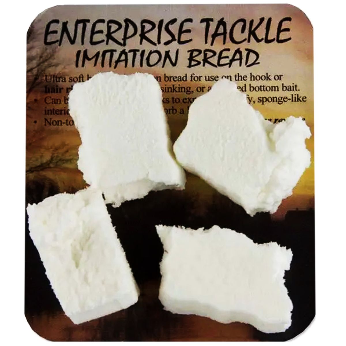 Enterprise Tackle Imitation Bread cebo artificial con textura realista de pan y núcleo de goma. Ideal para montajes flotantes o hundibles.