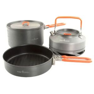 Fox Set de Cocina Medium 3 Pcs solución práctica y resistente para pescadores que quieren preparar comidas rápidas y completas directamente en la orilla.