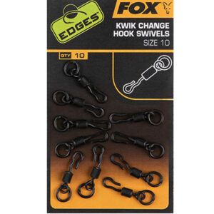 Los Fox Edges Kwik Change Hook Swivels Nº10 diseñados con precisión para ofrecer una conexión rápida, segura y eficaz entre el anzuelo y el montaje.