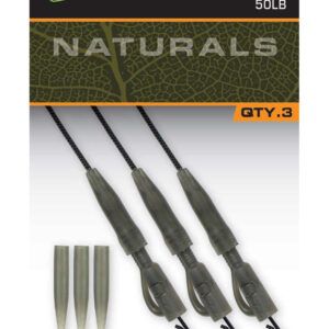 Fox Edges Naturals Leadcore Leaders Power Grip Lead Clip 50lb es un aparejo pre-atado diseñado para ofrecer fiabilidad, discreción y eficacia