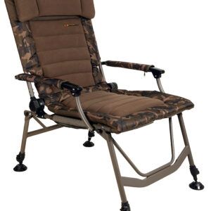 Fox Silla Reclinable Super Deluxe es la elección definitiva para pescadores que quieren rendir en la orilla pero también descansar con calidad insuperable.