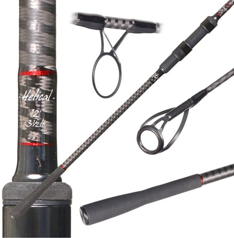 Free Spirit Helical 12ft 3.50lb 50mm Abbreviated carbonos Hankook y Toray con refuerzo helicoidal. Ligera, precisa y con gran capacidad de lance.