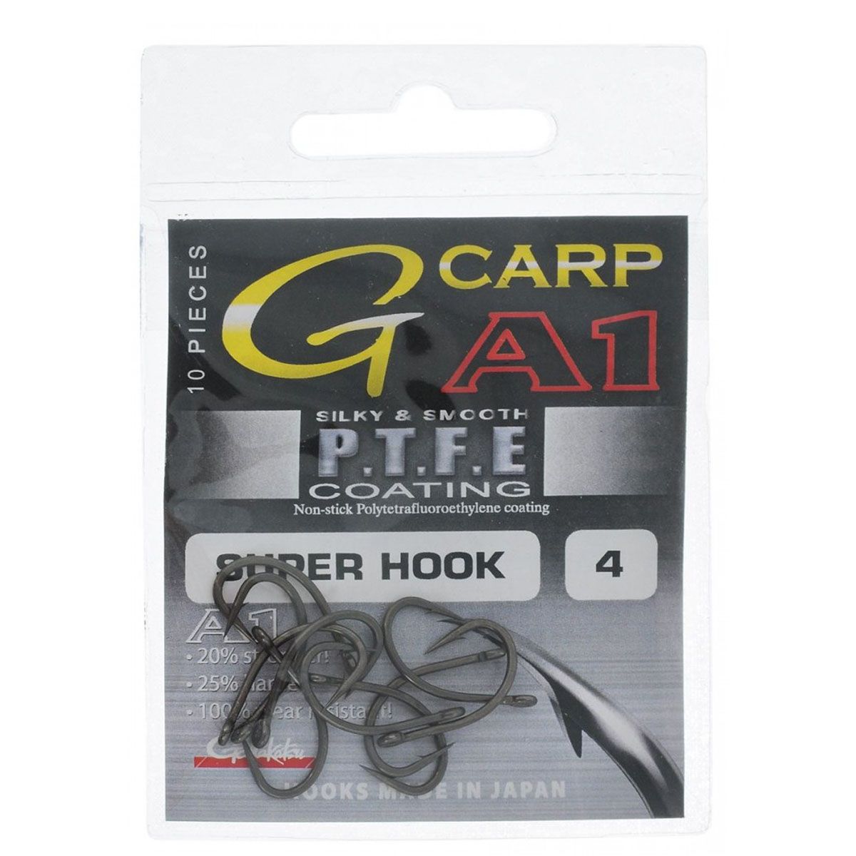 GamaKatsu Anzuelos G-Carp A1 PTFE Super Hook Grey Nº4 - Imagen 4