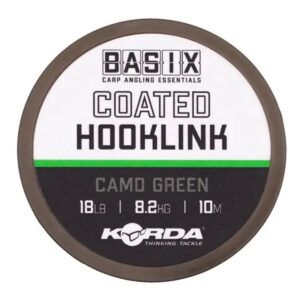 El Korda Basix Coated Hooklink Camo Green 18lb es un material de trenza recubierta diseñado para ofrecer una presentación impecable y libre de enredos..