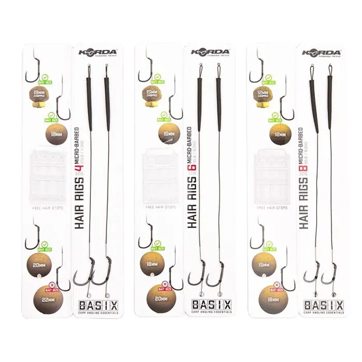 Korda Basix Ready Tied Hair Rigs Wide Gape Nº8 18lb - Imagen 2