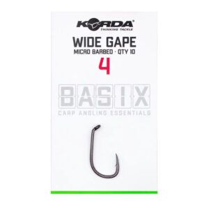 El Korda Basix Anzuelos Wide Gape Barbed Nº4 es un anzuelo versátil y fiable, diseñado para rendir al máximo en cualquier escenario de pesca.