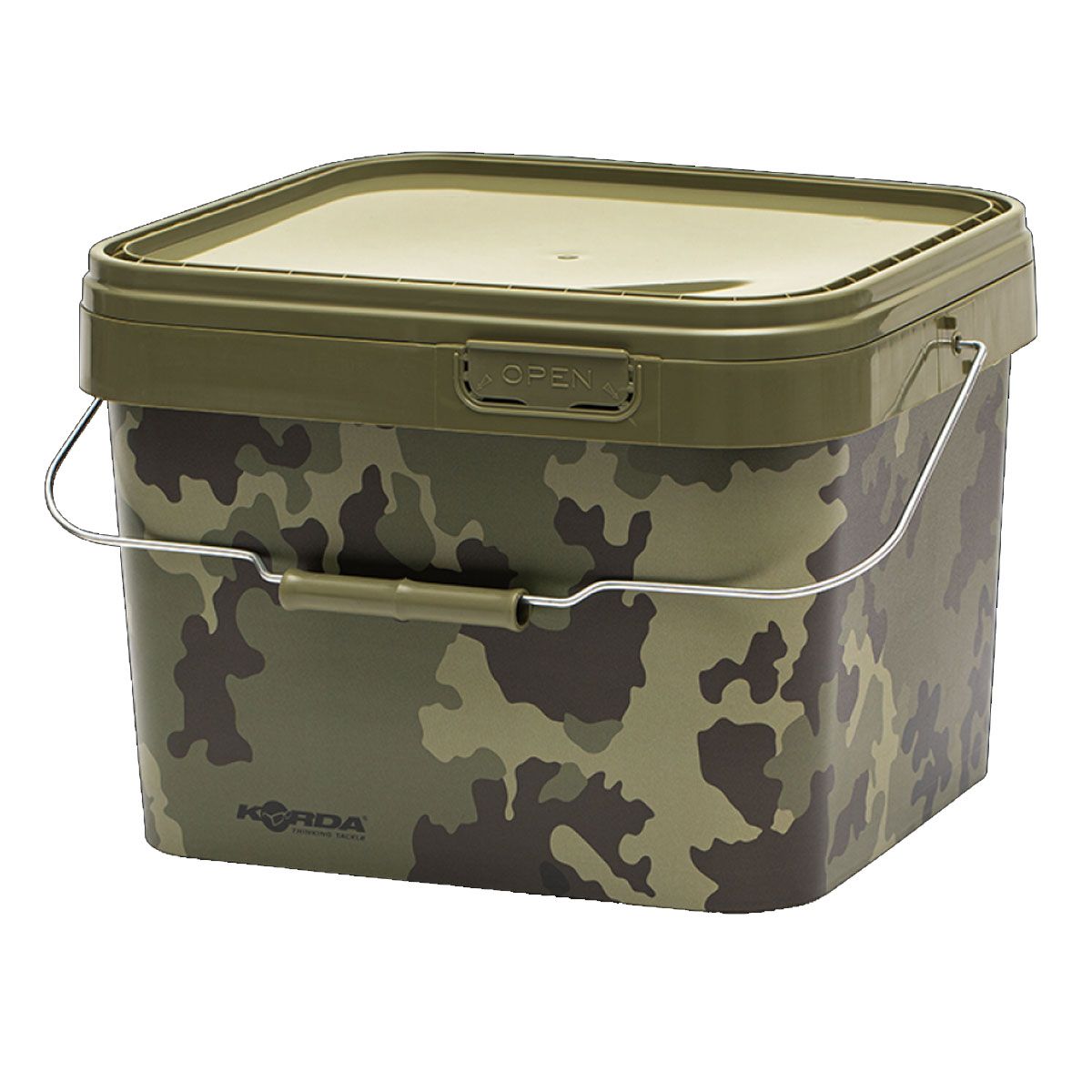 El Korda Compac Cubo 10L combina durabilidad, diseño práctico y estética Korda Kamo, convirtiéndose en un accesorio imprescindible para cualquier pescador