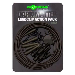 El Korda Dark Matter Lead Clip Action Pack Weed reúne todos los componentes esenciales para montar un sistema de clip de plomo seguro y eficaz.