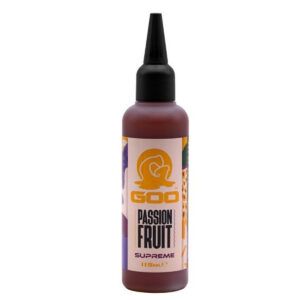 El Korda Goo Passionfruit Supreme es un cebo líquido de alta calidad diseñado para atraer carpas con el auténtico sabor de la fruta de la pasión.