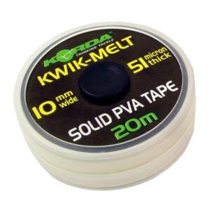 La Korda Kwik-Melt PVA Tape 5mm 40m Spool es una cinta de PVA sólida y resistente, diseñada específicamente para pescadores que buscan fiabilidad y limpieza