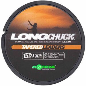 Korda Long Chuck Clear Tapered Leaders 15-30lb son la elección perfecta para pescadores exigentes que buscan mayor distancia, control y durabilidad.