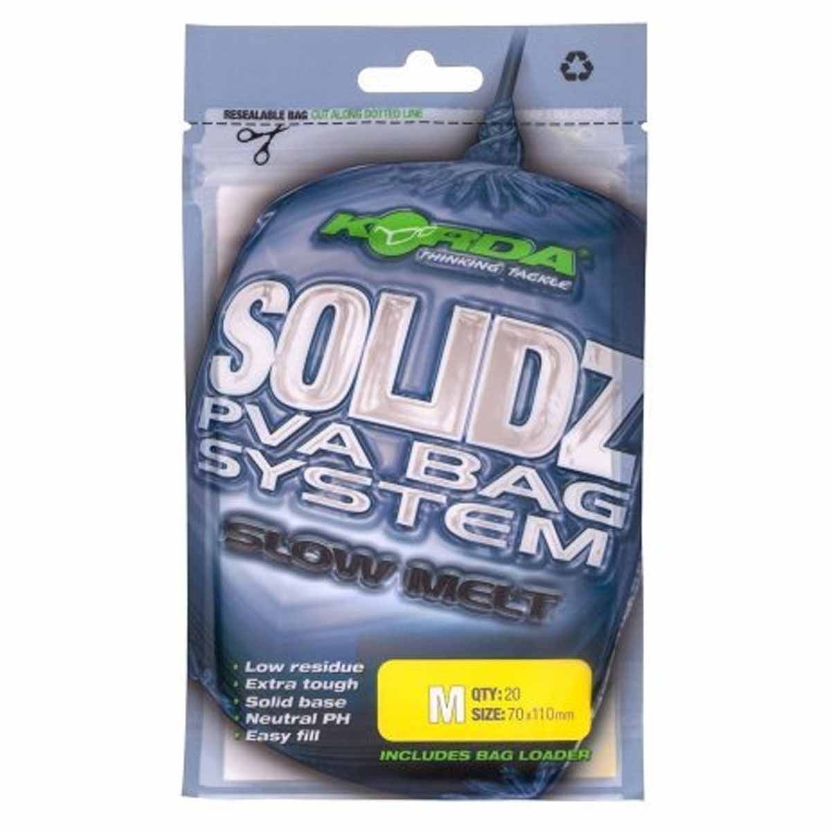 Korda Solidz Slow Melt PVA Bags M son la evolución de las clásicas bolsas Solidz, diseñadas para ofrecer un tiempo de disolución más prolongado