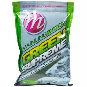 El Mainline Green Supreme Fishmeal Groundbait está diseñado para atraer y mantener a los peces alimentándose durante largos periodos.