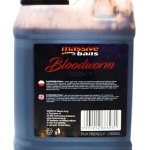 Massive Baits Bloodworm Extract es un extracto líquido denso, elaborado a partir de quironómidos naturales para estimular el apetito del pez.