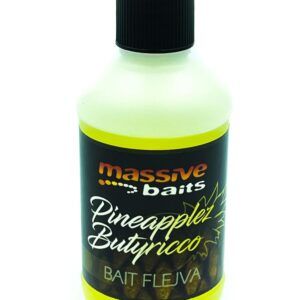 Massive Baits Concentrado Pineapplez Butyricco Gracias a su alto nivel de concentración, este líquido es capaz de transformar por completo cualquier base.