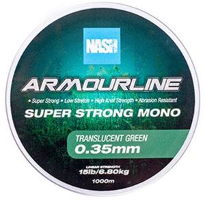 Nash Armourline Mono Green 15lb 0.35mm es la culminación de la ingeniería de Nash, priorizando la resistencia perfecta para pescar en lugares con enganches.