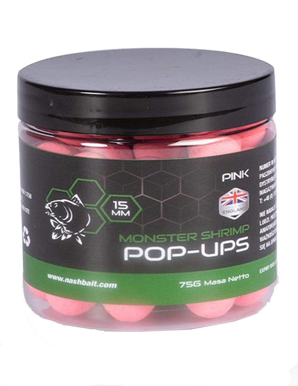 Nash Monster Shrimp Pop Ups Pink 15mm 75gr - Imagen 2
