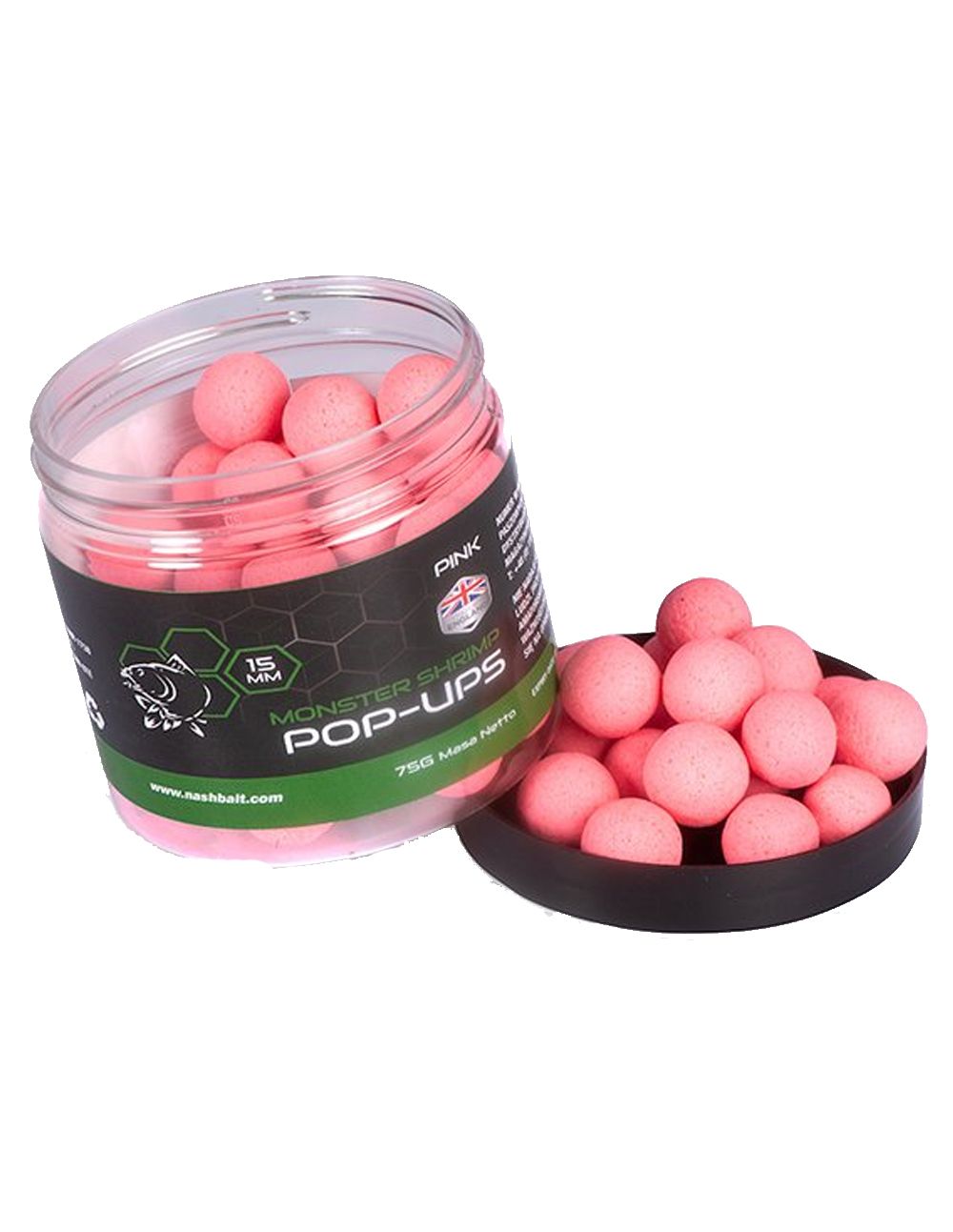 Nash Monster Shrimp Pop Ups Pink 15mm Estos pop-ups extra flotantes son el resultado de la combinación de los atrayentes marinos más potentes.