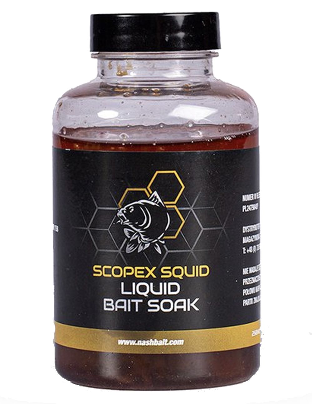 Nash Scopex Squid Liquid Bait Soak Este líquido concentrado, basado en el legendario atractor Scopex Squid, ha sido formulado para remojar tus cebos.