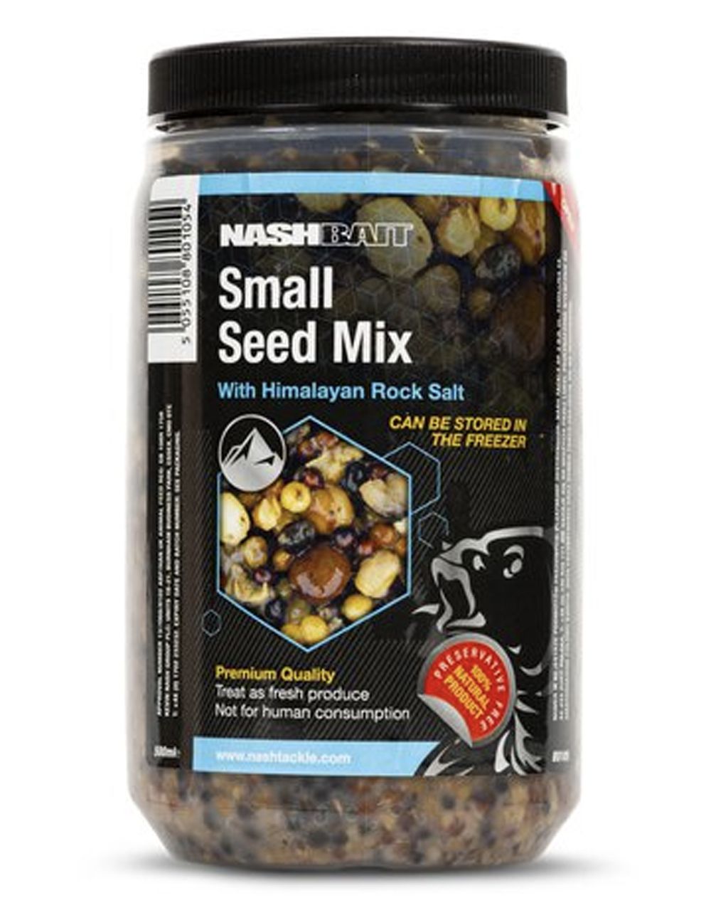 Nash Small Seed Mix es una mezcla de siete mini semillas cuidadosamente seleccionadas, que incluye cáñamo, cizaña, dari y mijo.