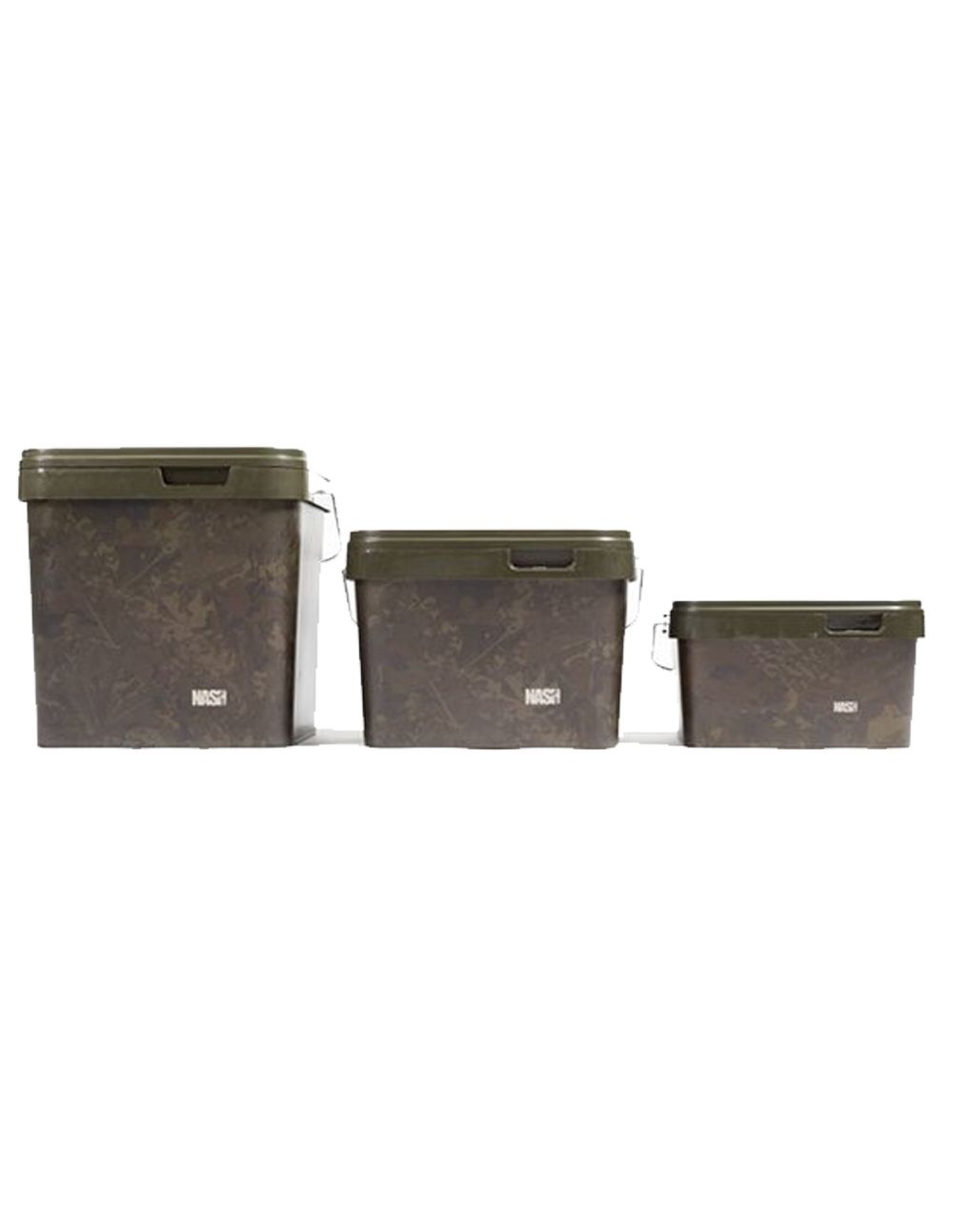 Nash Spot On Cubo Rectangular Camo 5ltr diseñados con una forma rectangular, son mucho más eficientes que los redondos, se pueden guardar sin dejar huecos.