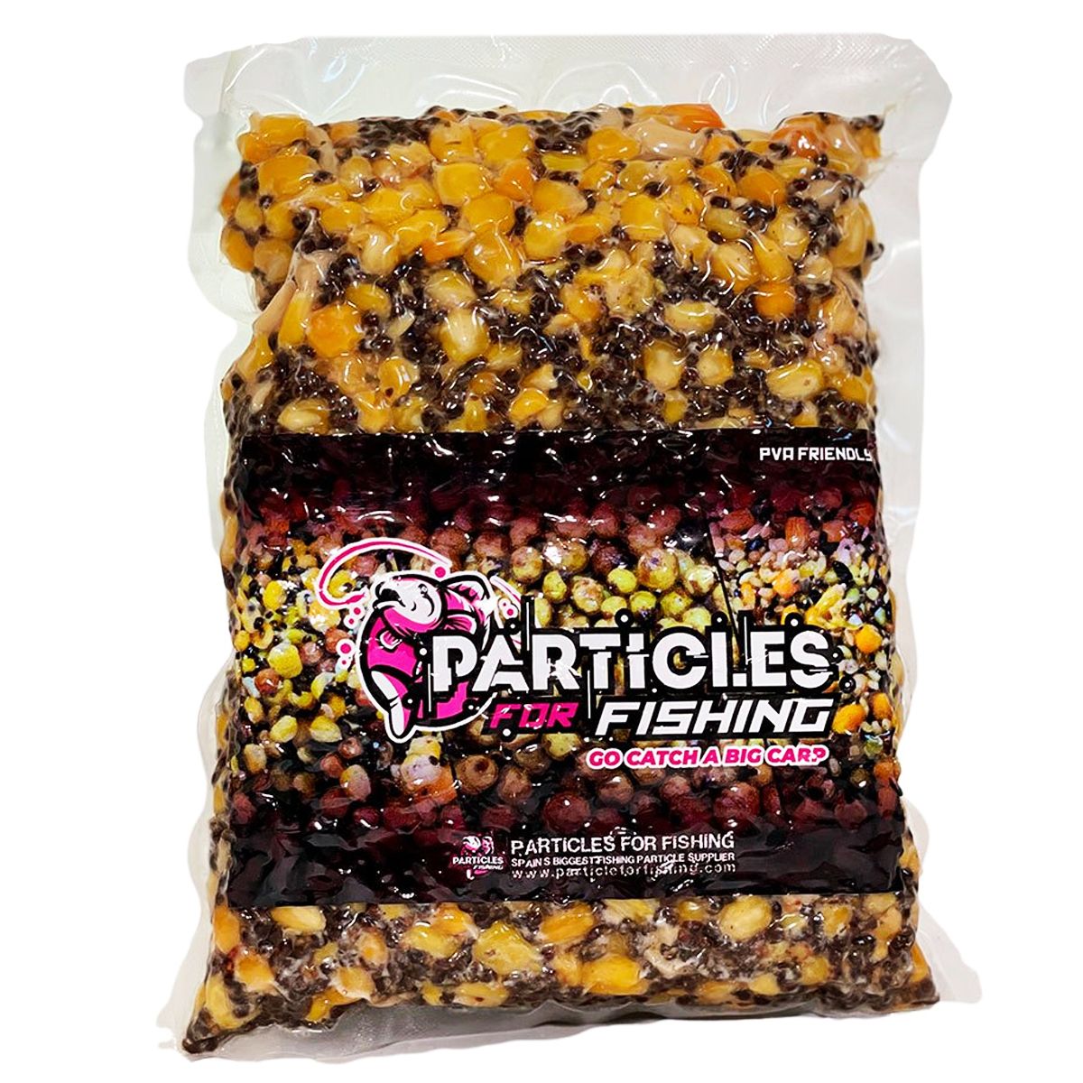 La Particles for Fishing Semilla Cocida Ultimate es un mix natural de maíz, cañamón y cacahuete, cuidadosamente seleccionado y cocido al vapor