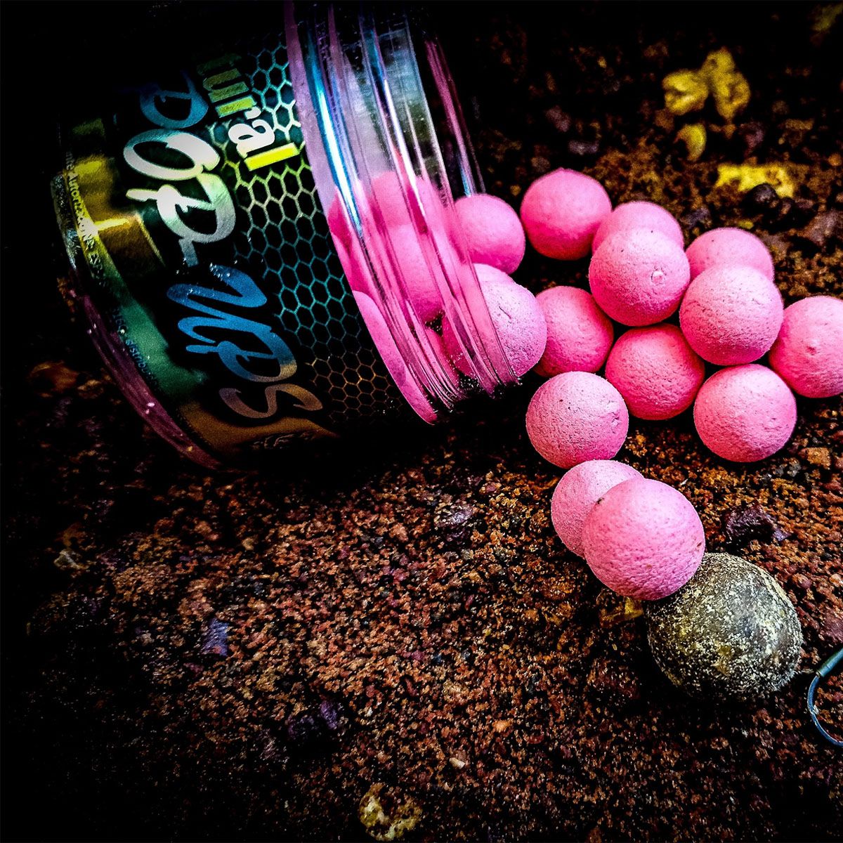 Pro Elite Baits Gold Floro Rosa Pop Up Antartic Krill 14mm 50ml - Imagen 2