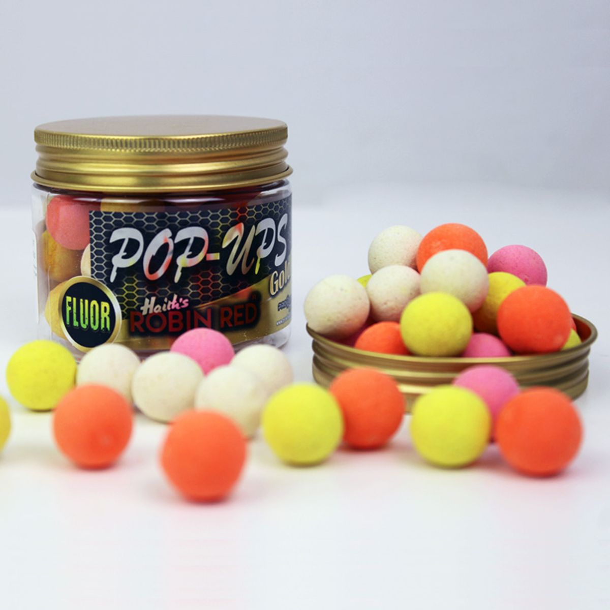 Pro Elite Baits Robin Red Gold Fluor Pop Ups 14mm 50gr - Imagen 2