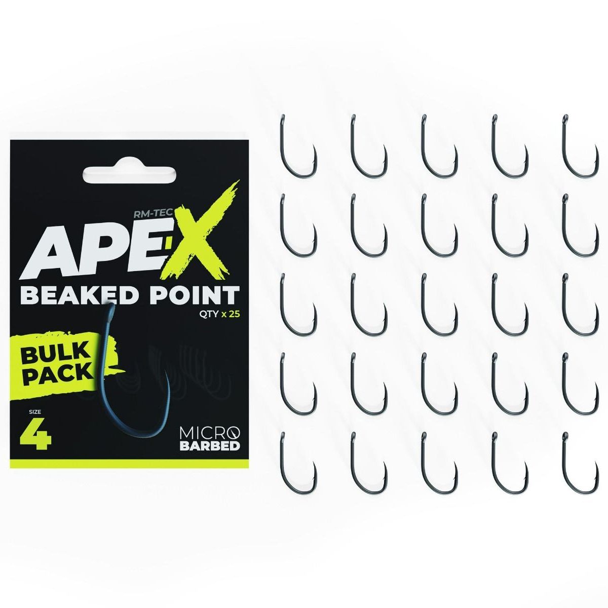 El RidgeMonkey Pack 25uds Ape-X Beaked Point Barbed Bulk Nº4 forma parte de la prestigiosa gama Ape-X, diseñada para responder a las exigencias.