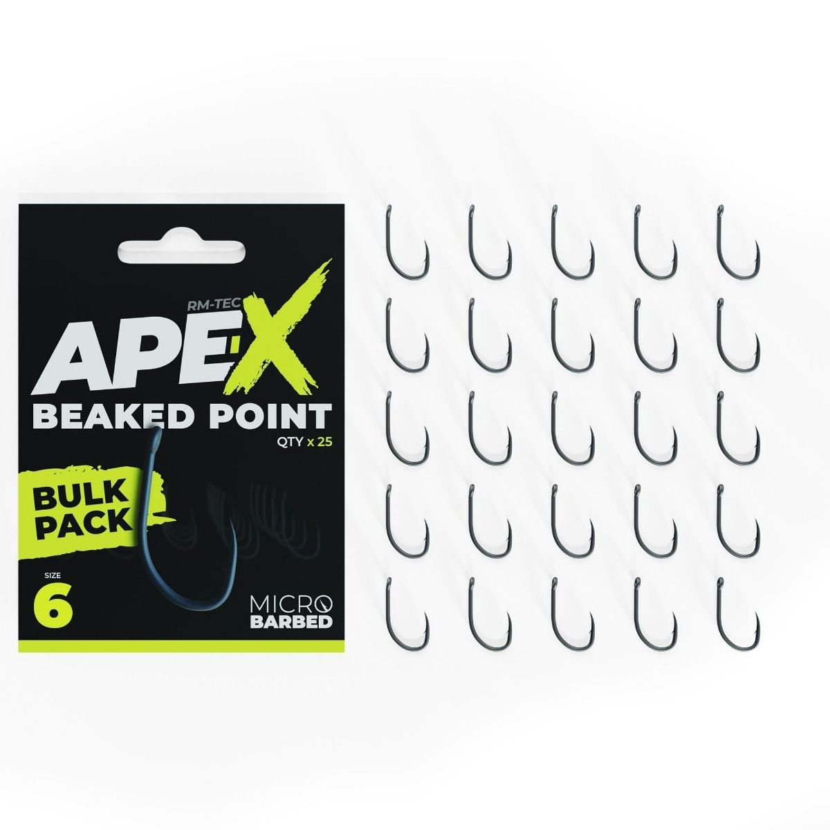 El RidgeMonkey Pack 25uds Ape-X Beaked Point Barbed Bulk Nº6 forma parte de la prestigiosa gama Ape-X, diseñada para responder a las exigencias.