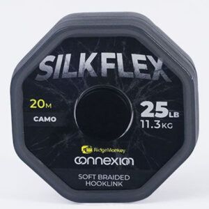 El RidgeMonkey Connexion SilkFlex Soft Braid Camo 25lb es un material de anzuelo trenzado ultra fino y suave, diseñado para ofrecer máxima flexibilidad.