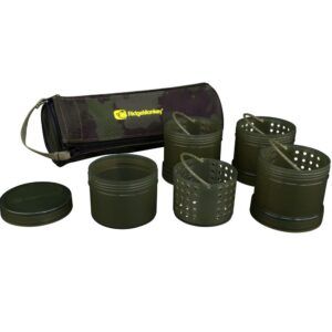 RidgeMonkey Estuche Modular Hookbaits La funcionalidad de estos botes es más que simple almacenamiento. Cada bote viene con una jaula de glug extraíble.