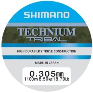 Shimano Mainline Linea Technium Tribal 0.305mm 8.5kg camou una línea de monofilamento de alto rendimiento para pescadores de carpas.