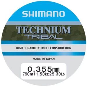 Shimano Mainline Linea Technium Tribal 0.355mm  es una de las líneas más reconocidas en el mundo del carpfishing,ofrece una longitud de 790 metros.